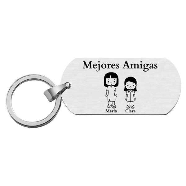 Porte-clés Amitié Gravé En Acier Inoxydable - Cadeau Pour Meilleure Amie, Sœur | Personnalisable, Design Délicat